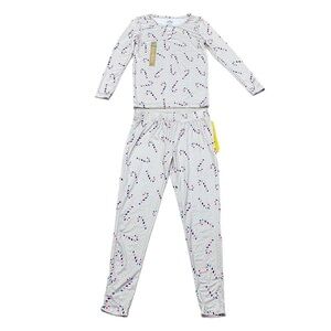 Thereabouts Girls Christmas PJs Pajama & Sock Set NWT Candy Cane Grey Size 12
